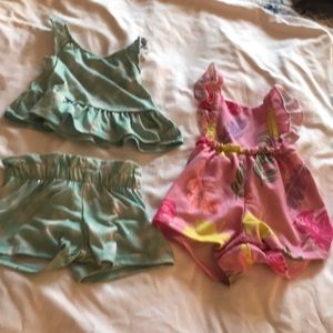 Girls 2 piece short set and a one piece 12m
